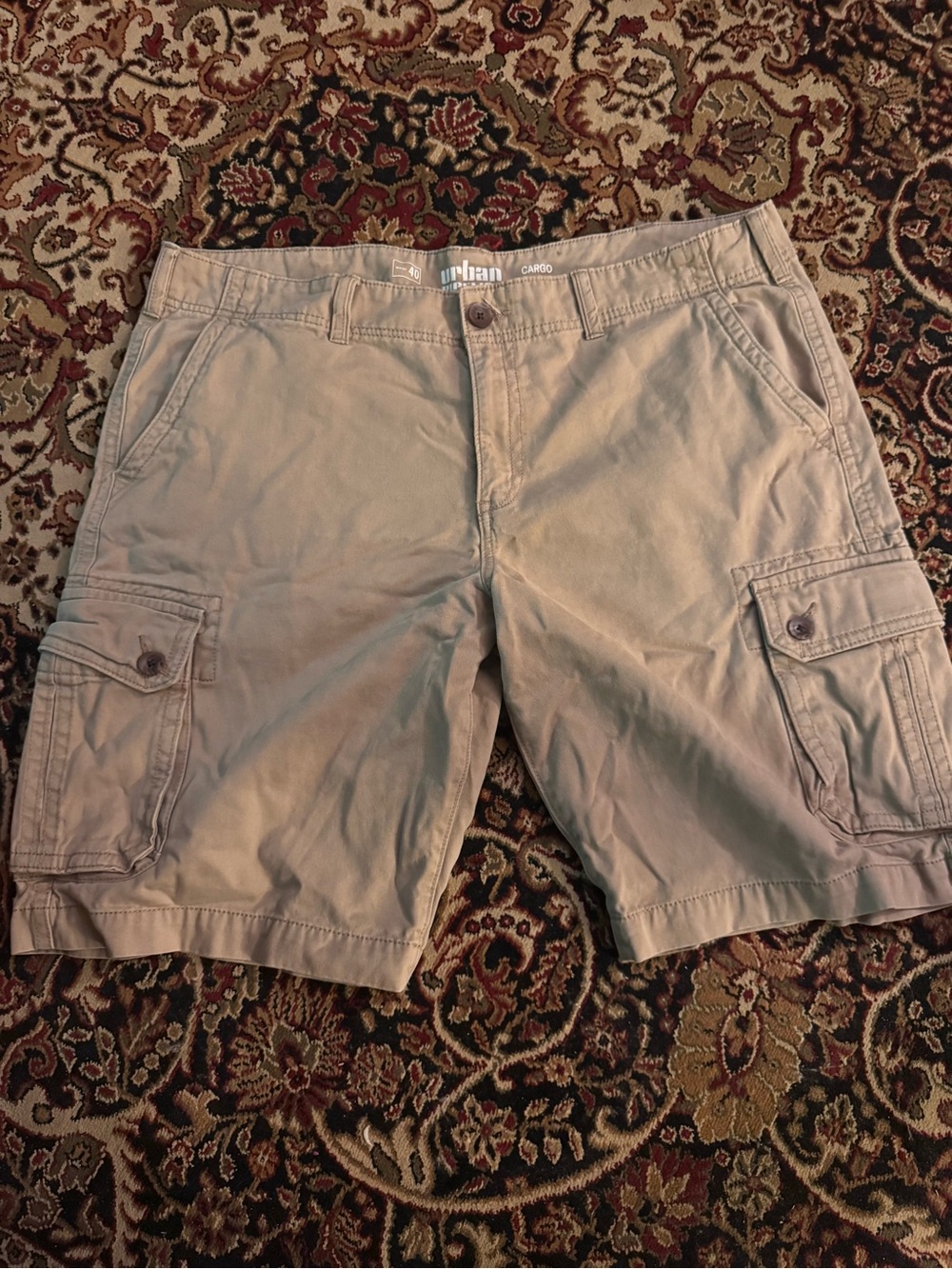 urban pipeline Beige Cargo Shorts with Side Pockets - Men